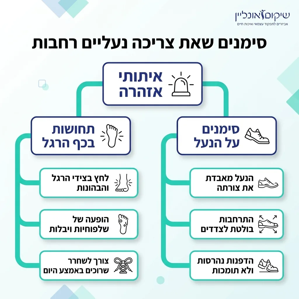 אינפוגרפיקה — סימנים שאת צריכה נעליים רחבות: איתותי אזהרה