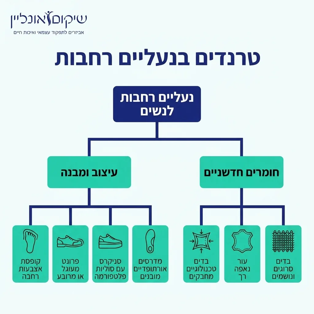 אינפוגרפיקה — טרנדים בנעליים רחבות: נעליים רחבות לנשים